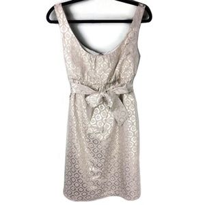 Walter Baker Gold Metallic Jacquard Belted Scoop Neck Sleeveless Mini Dress Sz 4